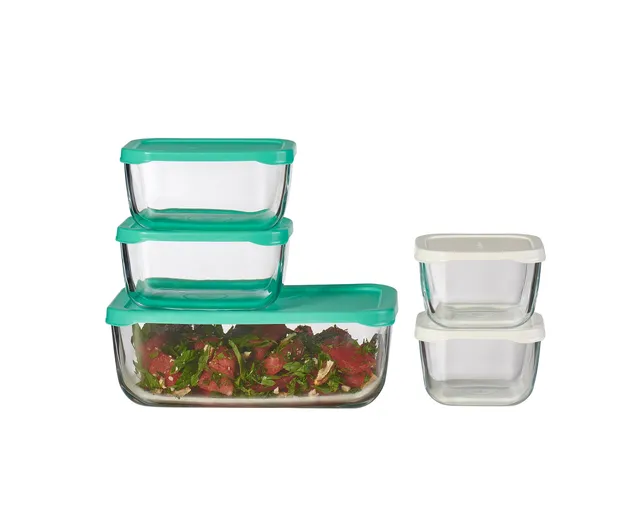pasabahce-brotdosen-set-5-teilig-mehrfarbig-kunststoff-glas image 1