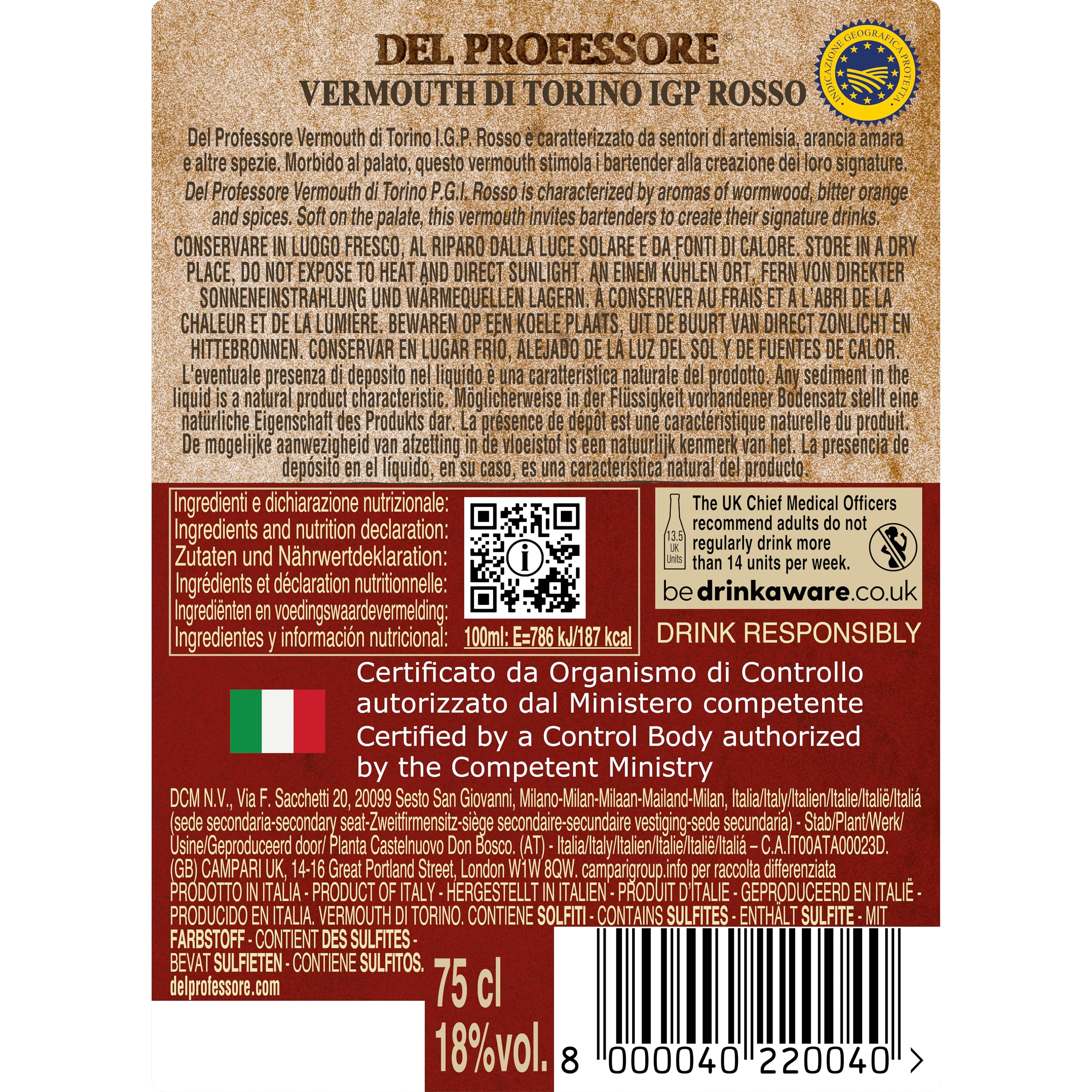 campari-del-professore-vermouth-rosso-0-75l-roter-wermut image 2