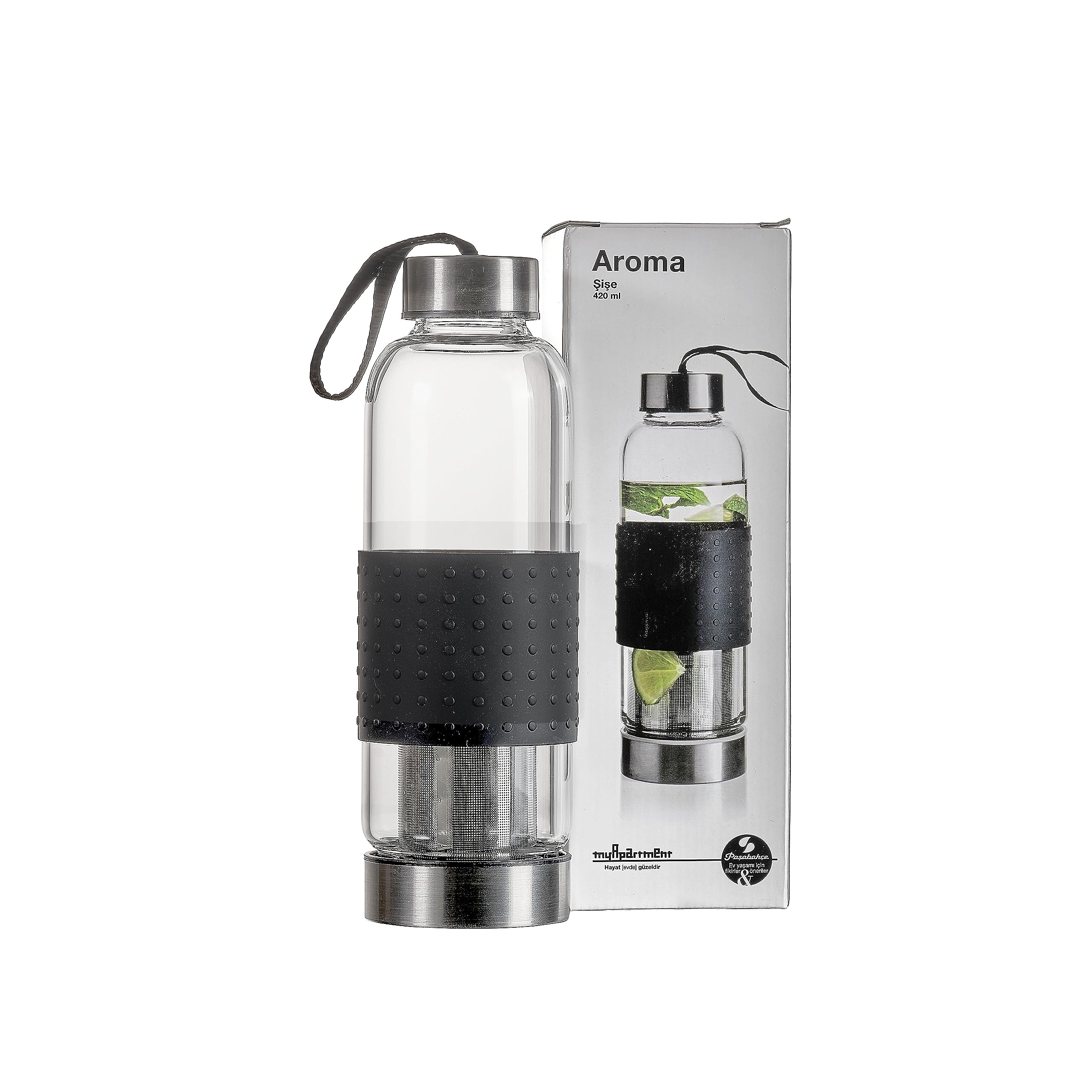 pasabahce-aroma-glasflasche-420-ml-mit-deckel-und-sieb-trinkflasche-f-r-unterweg image 5